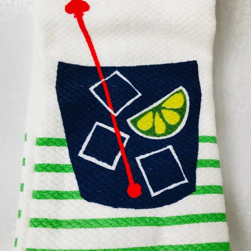 KATE SPADE  Kitchen Towels 100% Cotton Ice & Lemon 2 Set